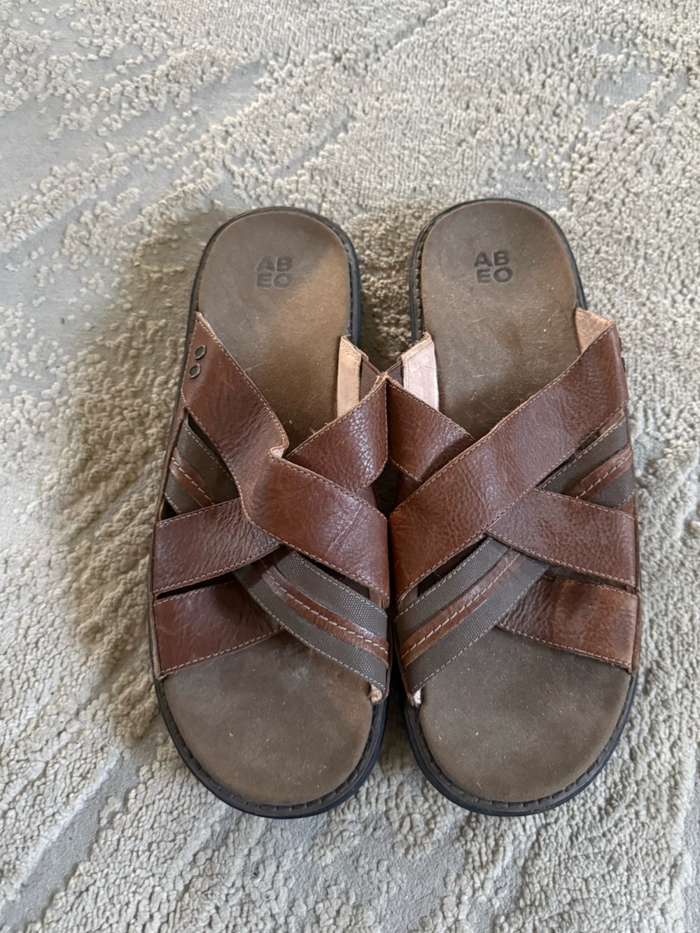 Abeo Brant Brown Leather Sandals straps slip on slides  BM048 12